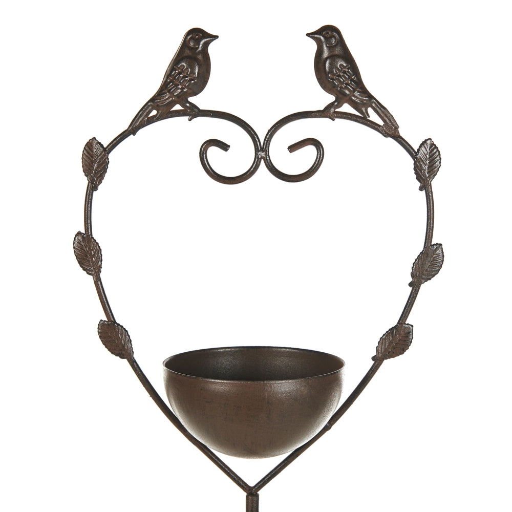 Uccelliera marrone Fontana d'acqua per uccelli in ferro per giardino Accento decorativo all'aperto abbeveratoio