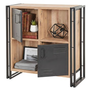 Libreria Ercolina, Scaffale da ufficio, Mobile portalibri, Biblioteca, 89x35h89 cm, Quercia e Nero