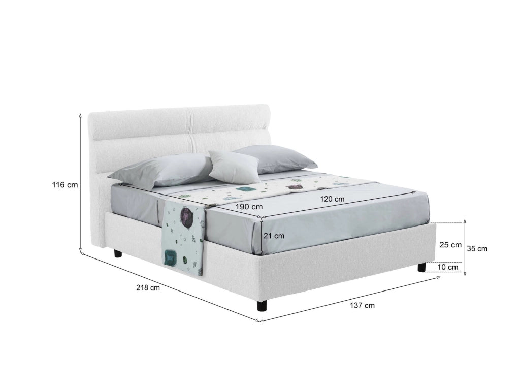 Briosco, Letto Piazza e Mezza Materasso Incluso Made in Italy, Bianco