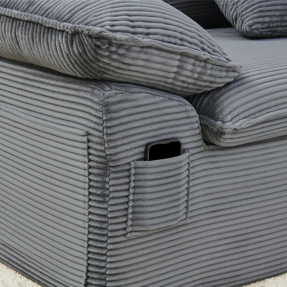 Divano Modulare da Terra con Funzione Letto ¨C Xylo ¨C Tessuto Morbido, Poggiapiedi, Tasche