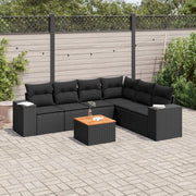 Set Divani da Giardino con Cuscini 7pz Nero Polyrattan