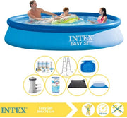 Piscina Easy Set - Piscina Inflabile - 366x76 cm - Incluso Kit di Manutenzione, Filtro, Copertura del Terreno, Matrice Solare, Scivolo e Vasca per i Piedi