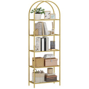 Libreria a 5 livelli in vetro arcuata ¨C zephmum ¨C dorato 60x30x175 cm
