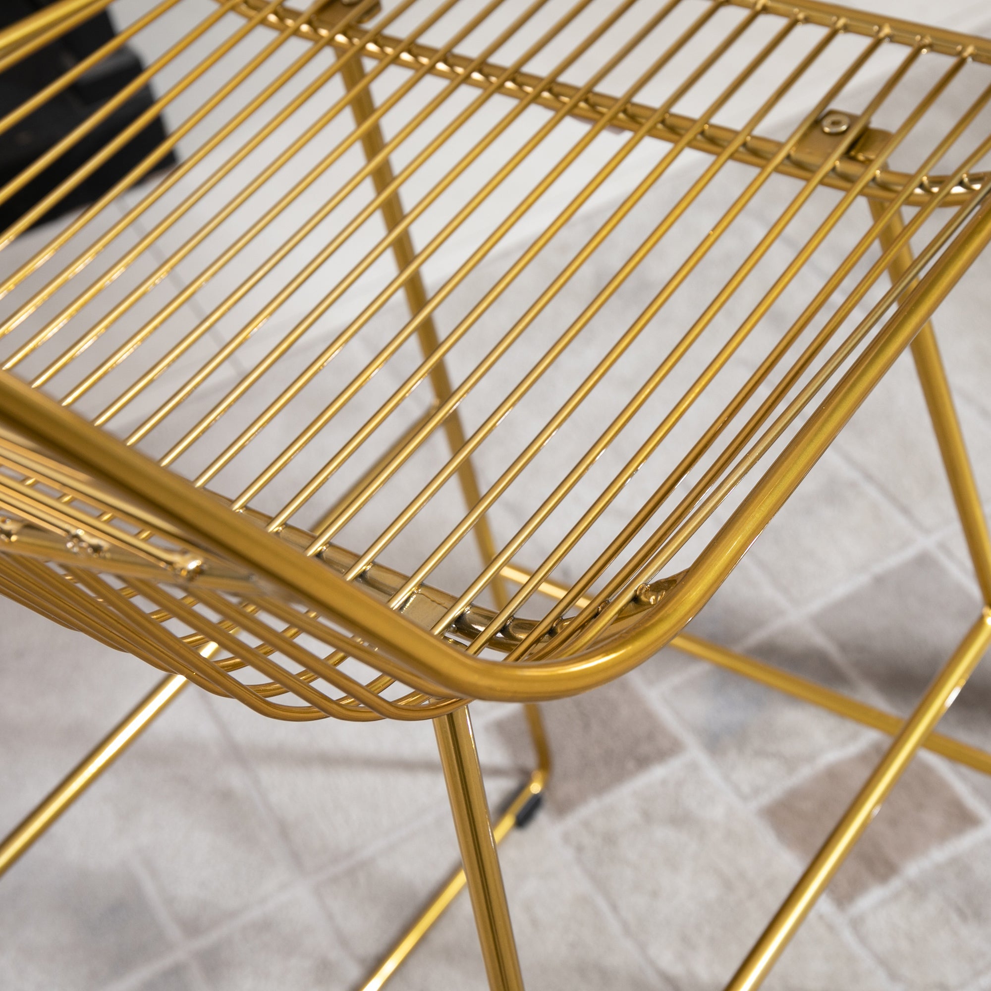 Set 2 Sgabelli Alti da Bar 53x56x110 cm in Metallo Oro