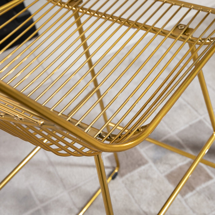 Set 2 Sgabelli Alti da Bar 53x56x110 cm in Metallo Oro