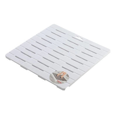 Pedana Doccia Bianca 55 x 55 in Plastica con Gommini Antiscivolo