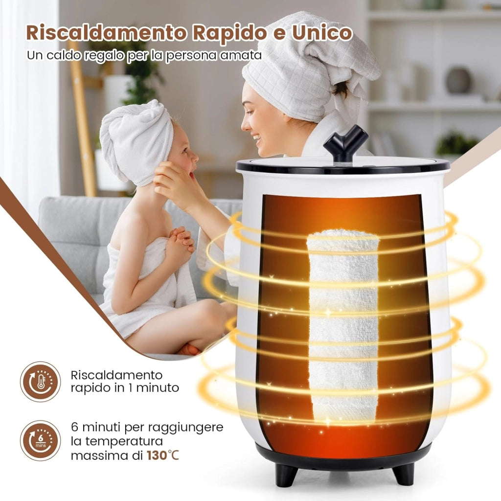 COSTWAY 23L Secchio Riscaldatore di Asciugamani, Secchiello con Portadischi Profumato, 3 Livelli di Riscaldamento, Timer e Spegnimento Automatico (Nero)