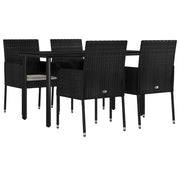 Set da pranzo da giardino in vimini di resina nera da 5 pezzi e cuscini 02_0014889