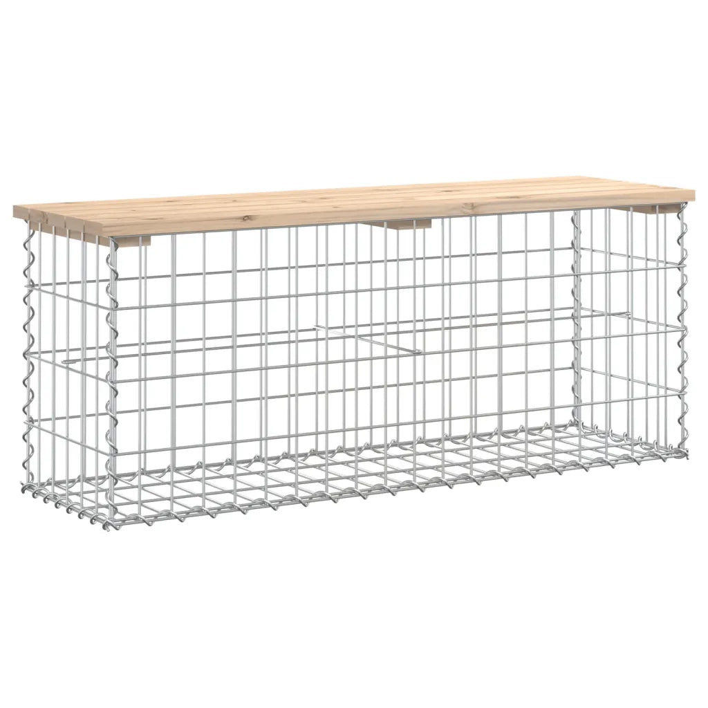 Panca da Giardino Design Gabbione-Sgabello-Panca da esterno 103x31,5x42 cm Massello Pino