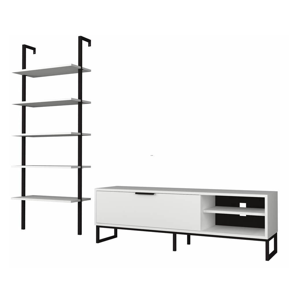 Parete attrezzata porta tv e libreria Way colore bianco
