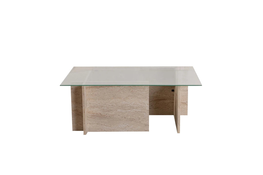 Tavolino in legno "Vetrino" - 105 x 65 x 40 cm - Travertino