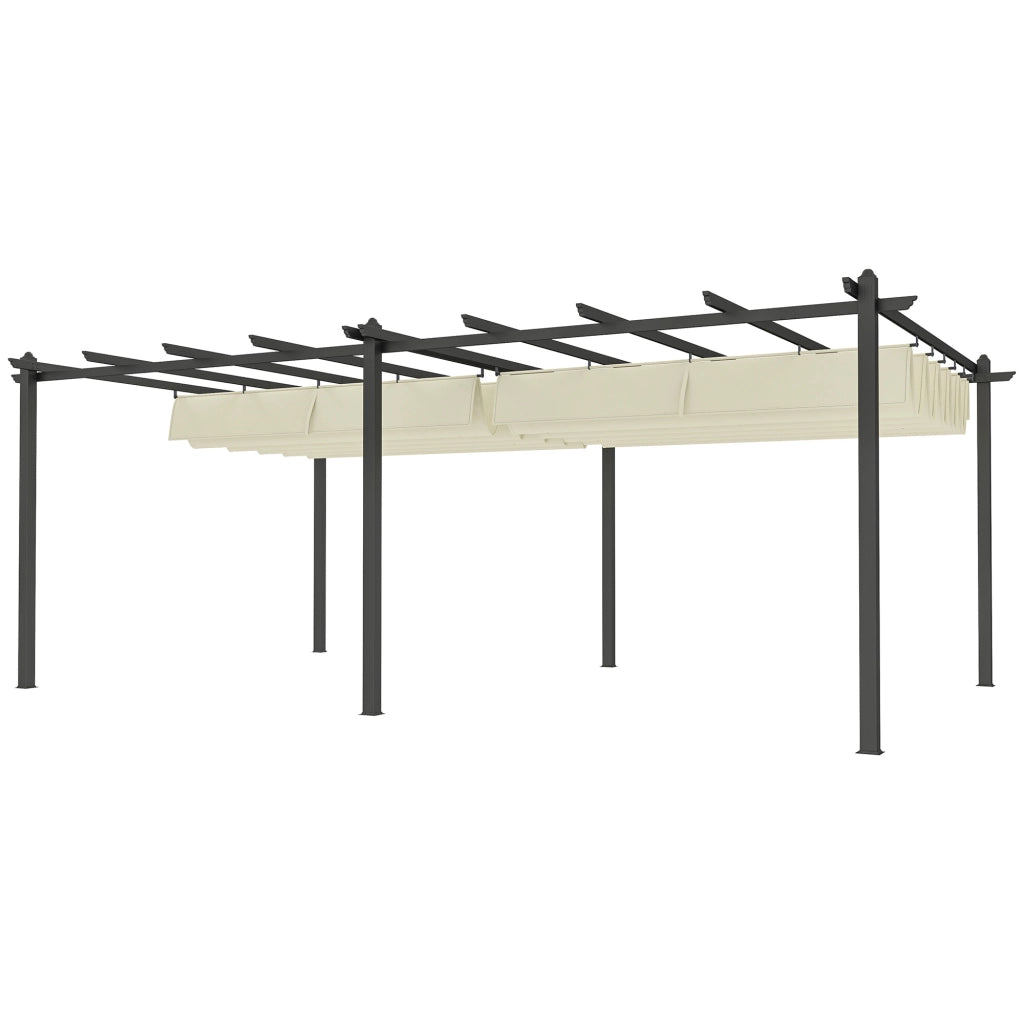 Pergola retrattile per terrazza ¨C Zephmum ¨C Struttura in alluminio, tessuto in polyestere, colore beige, 3.5x6m