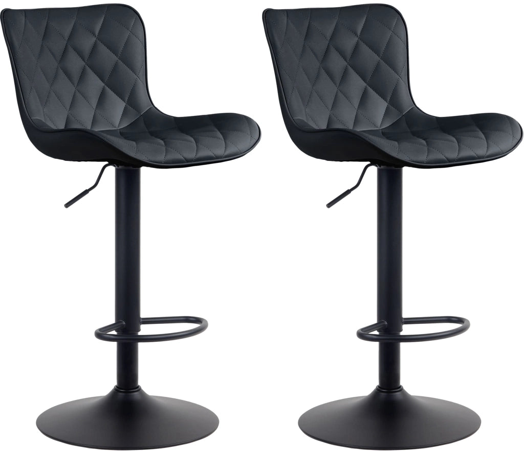 Sgabello Emma Bar Set di 2 nero,Finta pelle