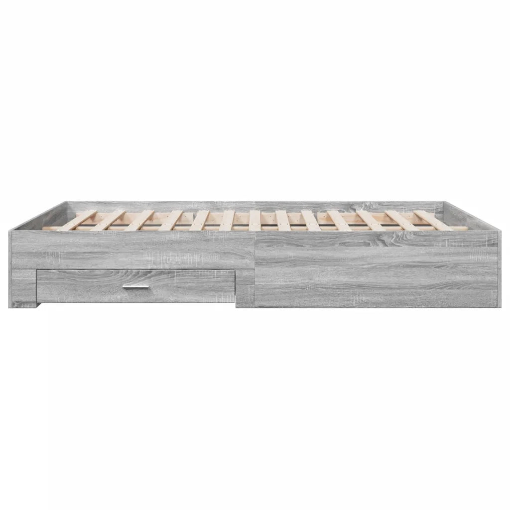 Letto matrimoniale | Letto per adulti | Giroletto Cassetti Grigio Sonoma 140x200 cm Legno Multistrato