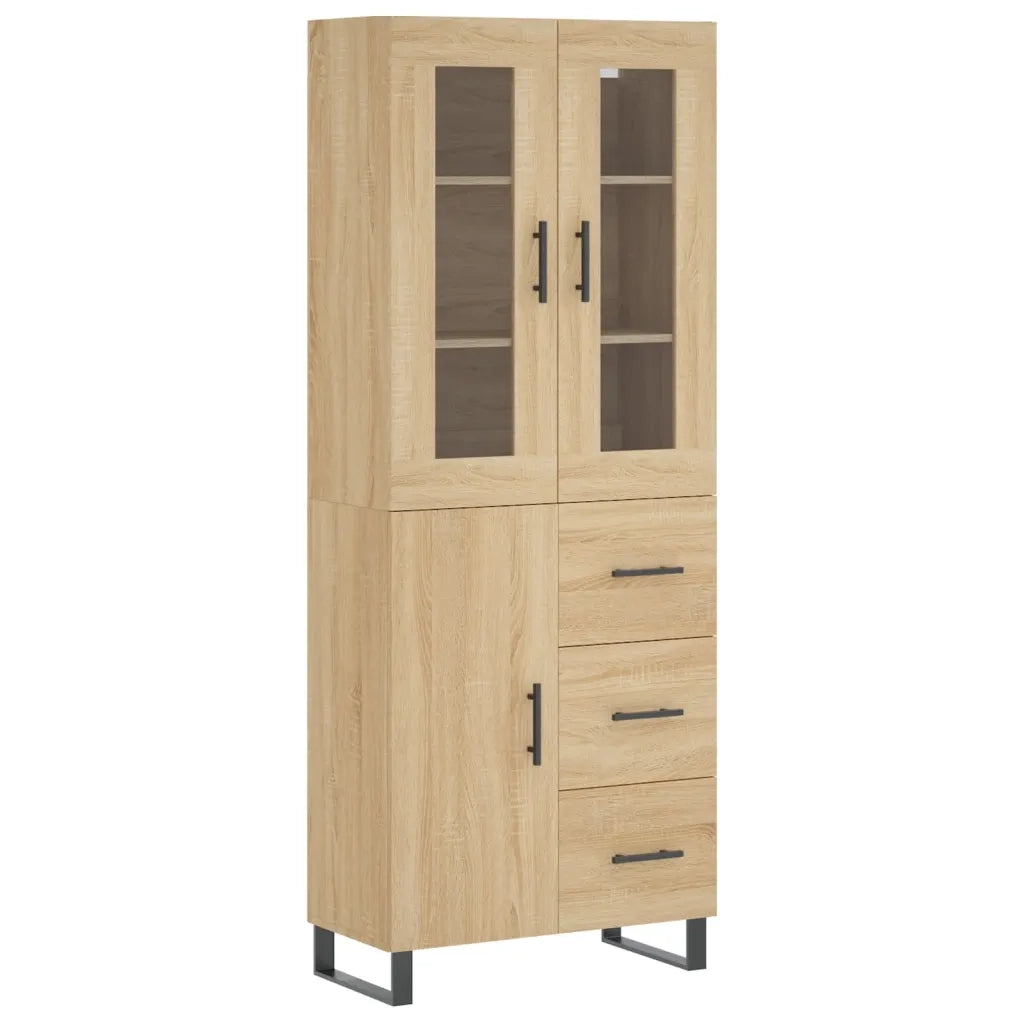 Credenza-Buffet-Armadio da cucina Rovere Sonoma 69,5x34x180 cm in Legno Multistrato 814337