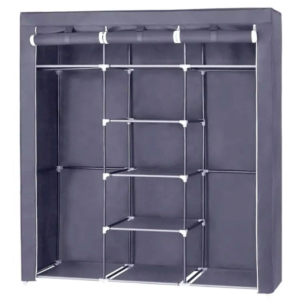 Guardaroba in tessuto Nyana Home 170x150x45cm, 3 ante, 7 fori, 1 armadio Grigio
