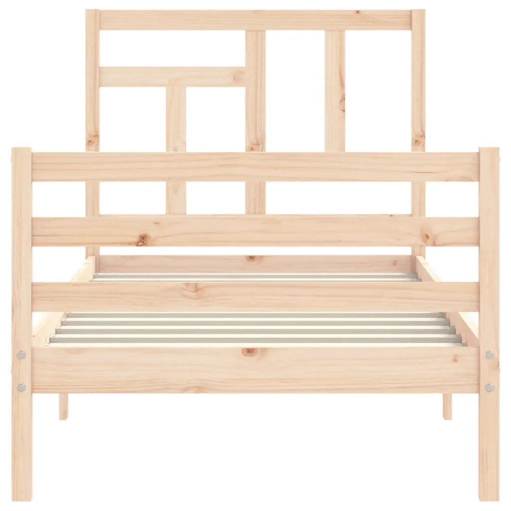 Giroletto con Testiera-Struttura Letto con testiera 90x200 cm in Legno Massello 912756