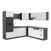 Vicco Cucina angolare completa Bianco casa di campagna/antracite 237 x 247 cm , PL Antracite
