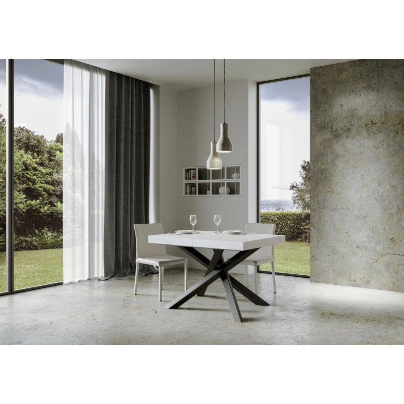 Tavolo allungabile 120/380x90 cm Volantis Premium telaio Antracite - Bianco Frassino