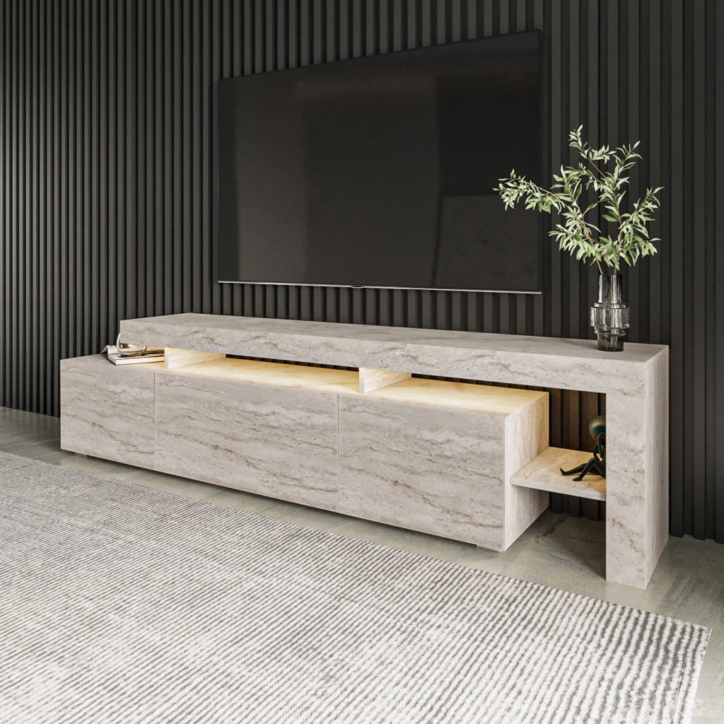 Porta TV in legno "Beliz" - 192 x 37 x 53 cm - Travertino