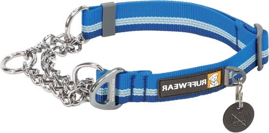 Collare a Catena di Reazione per Cani di Medio Taglia - Collare di Addestramento senza Tirare - D-Ring in Alluminio - Limited Cinch - Tessuto Riflettente - Blu - 36-51 cm