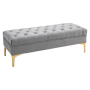 Pouf imbottito capitonnato ¨C zephmum ¨C grigio chiaro veluto metallo dorato 118x45x42 cm