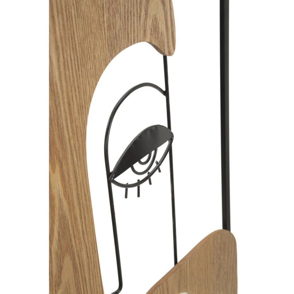 Decorazione in Metallo e Legno Volti 1, Marrone, Metallo, 38x2x89,5 cm