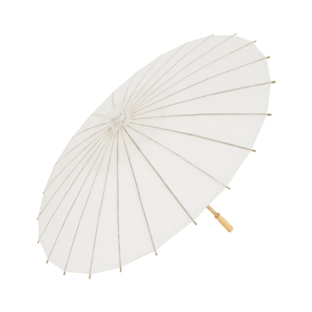 Trade Shop - Set 12 Pezzi Ombrello Bambu Bianco 20 Cm Carta Legno Sposa Wedding Ombrellino -