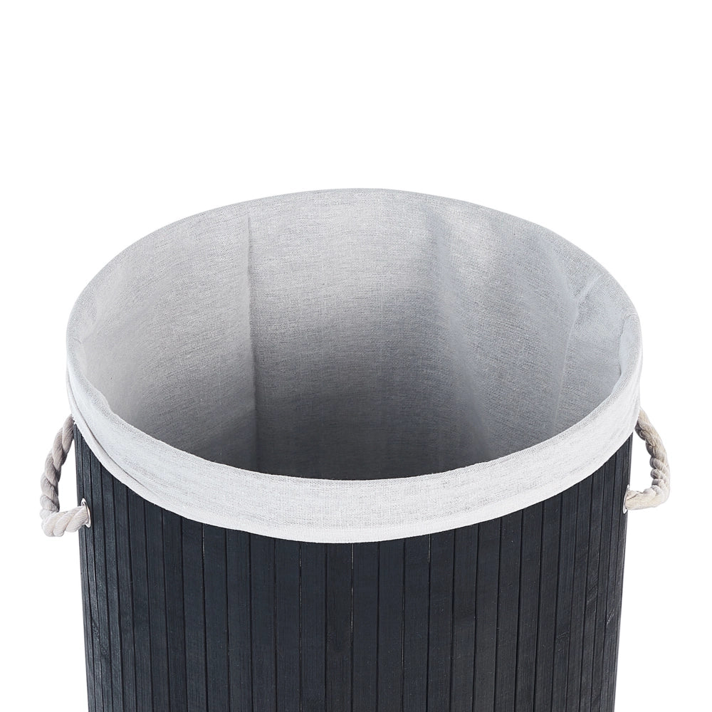 Cestino portaoggetti in bambù nero con coperchio Cestino per biancheria Accessori pratici lavanderia bucato