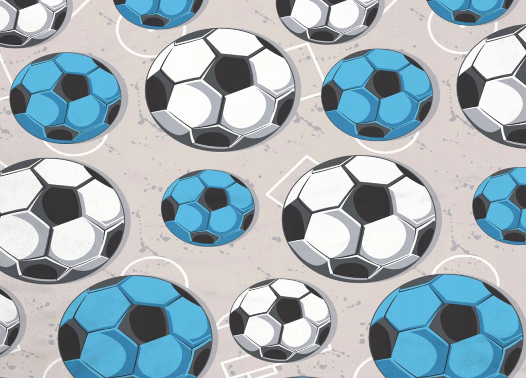 Copripiumino Sacco Piumone Pensieri Delicati Cotone Disegno Calcio - Singolo - Azzurro