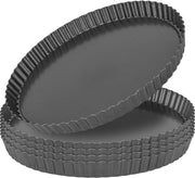 Piatto per tartine 30 cm - Forma di quiche con fondo staccabile - Smalto antiaderente - Acciaio inossidabile - Leggero - Lame cromate