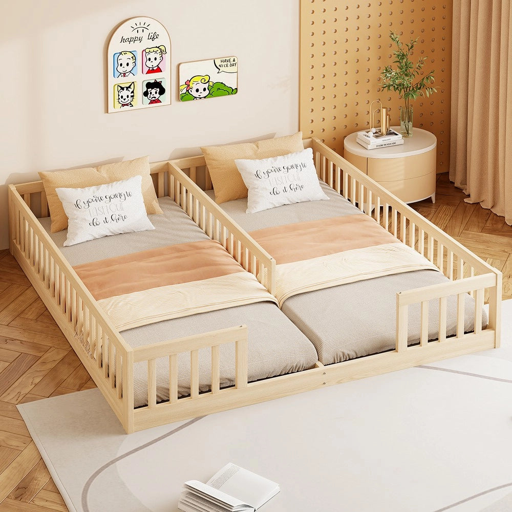 Letto Singolo Bambini con Sponda e Rete a Doghe ¨C Xylo ¨C Pino Naturale 90x200