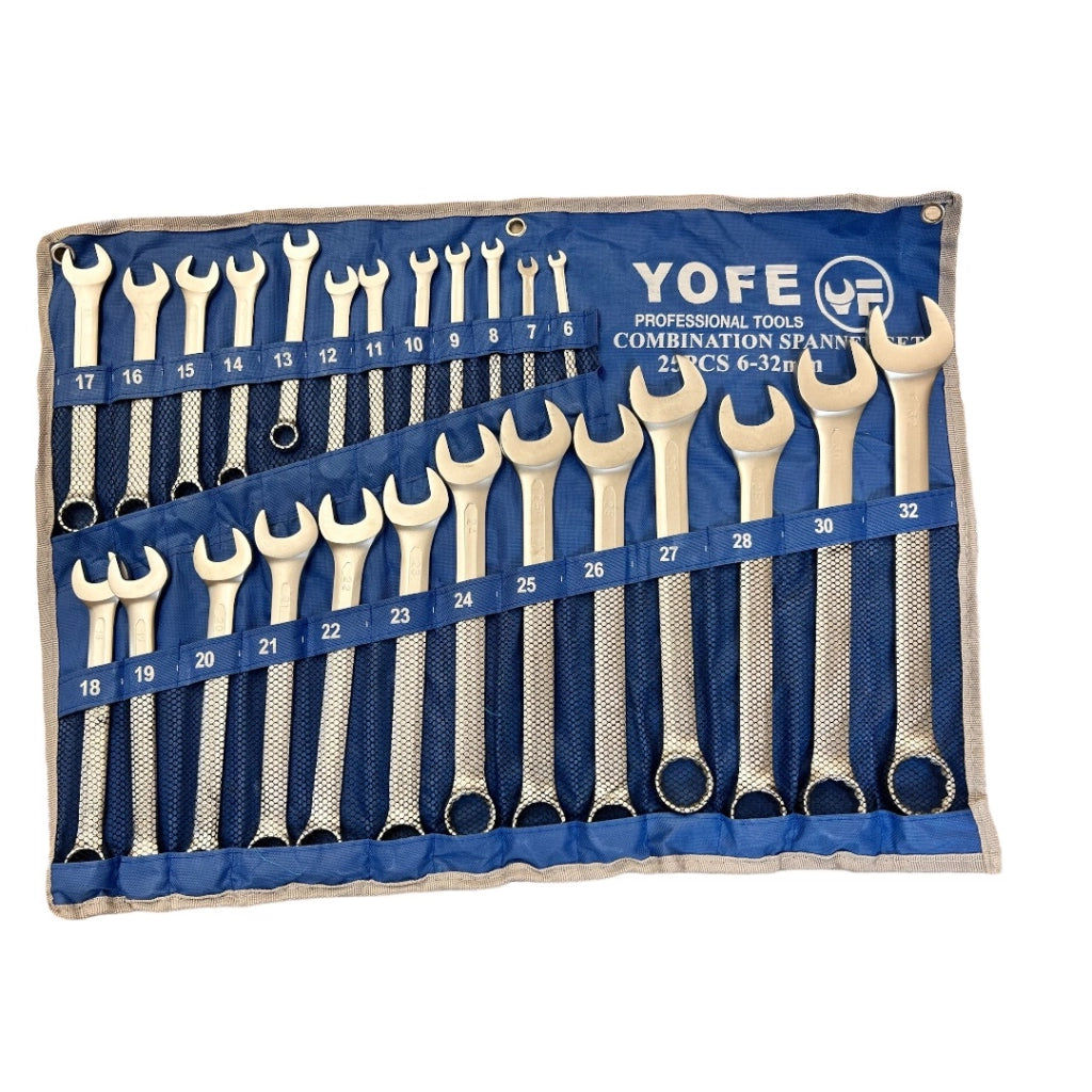 KIT SET 25 CHIAVI FORCHETTA STELLA COMBINATE IN ACCIAIO FISSE POLIGONALI INGLESI