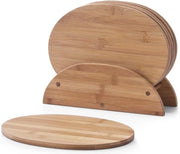 Snackplank a 7 pezzi in bambù ovale con dimensioni di circa 24x8x19 cm per tavola da pranzo e colazione con supporto standard
