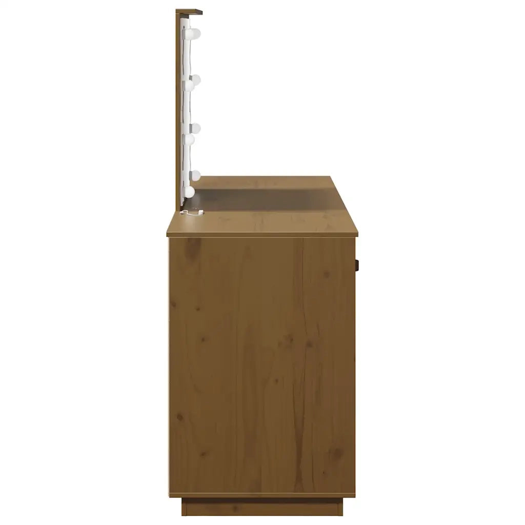 Set Toeletta con LED Marrone ambra in Legno Massello di Pino 3107842