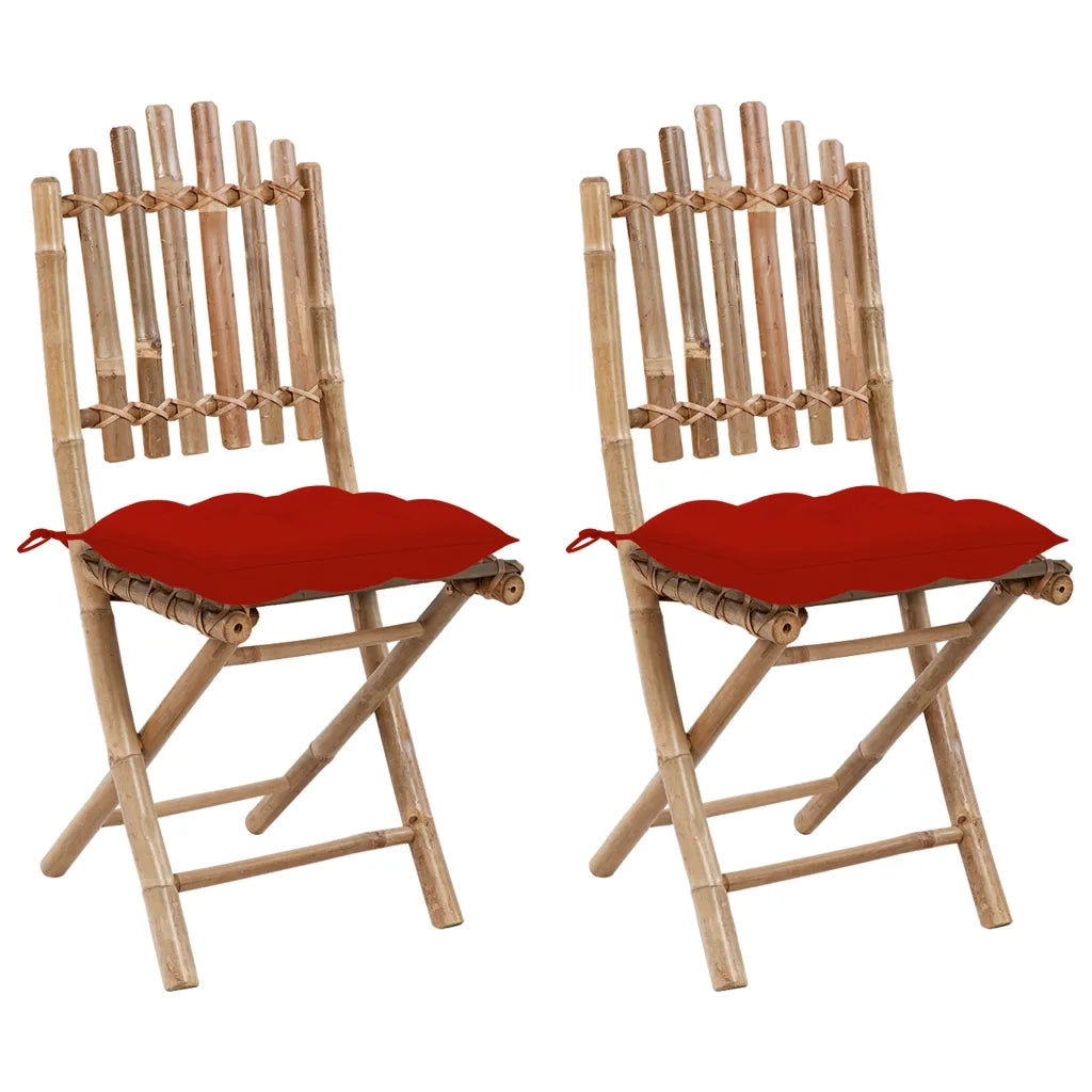 Sedie da Giardino Pieghevoli 2 pz con Cuscini in BambÃ¹ cod mxl 45208