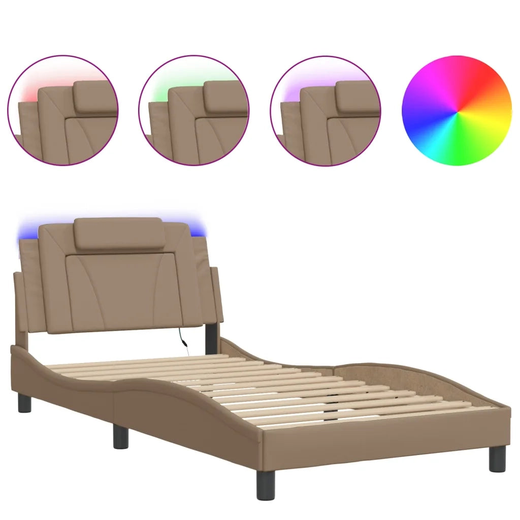 Giroletto Viana con LED senza Materasso-Struttura Letto Cappuccino 100x200 cm