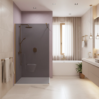 Parete Doccia Rea Flexi Grey / Brush Gold 140