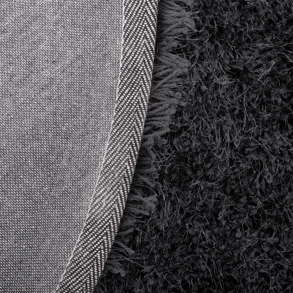 Tappeto Shaggy tappetino Tappeto a Pelo Lungo Solido Poliestere Nero Rettangolare 140 cm