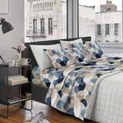 Completo Letto Lenzuola Matrimoniale,100% Cotone, Set letto, Lenzuolo Sopra, Sotto e Federe 2 Piazze Elcisse Blu