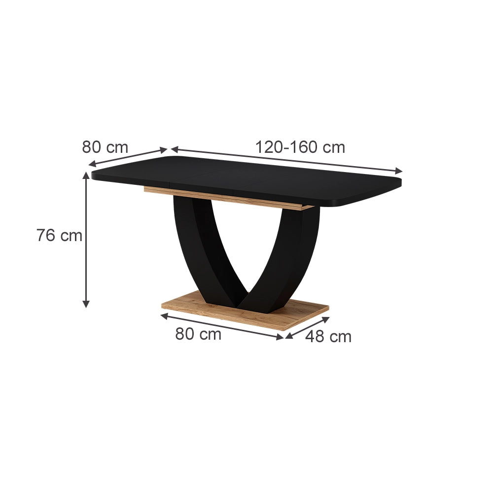 Vicco tavolo da pranzo allungabile Rovere nero/oro 120 x 80 cm Estensibile