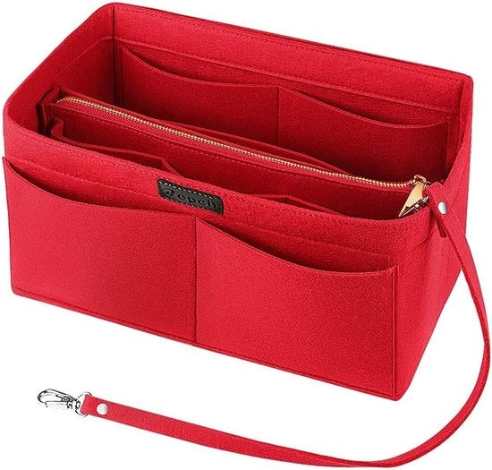 Organizzatore per borse, borsa organizzatore, organizzatore per cosmetici con tasca di chiusura per donne, rosso - XL
