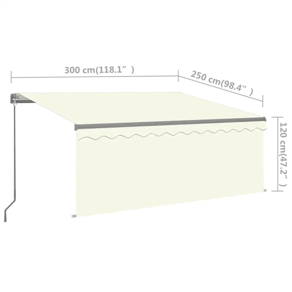 Tenda da Sole Retrattile Manuale con Parasole 3x2,5 m Crema 3069377