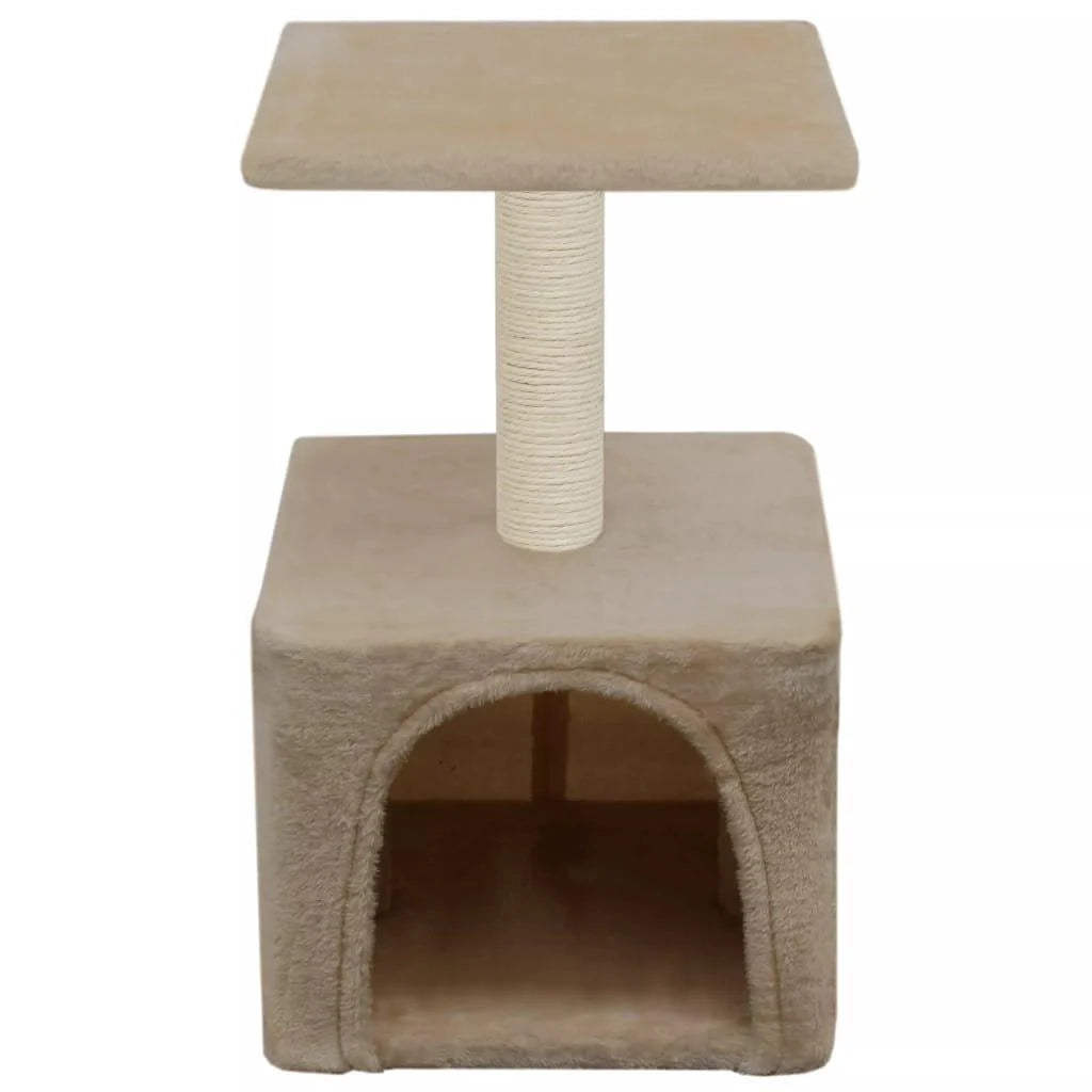 Tiragraffi albero per gatti cuccia per gatti peluche in sisal 55 cm beige 3702066