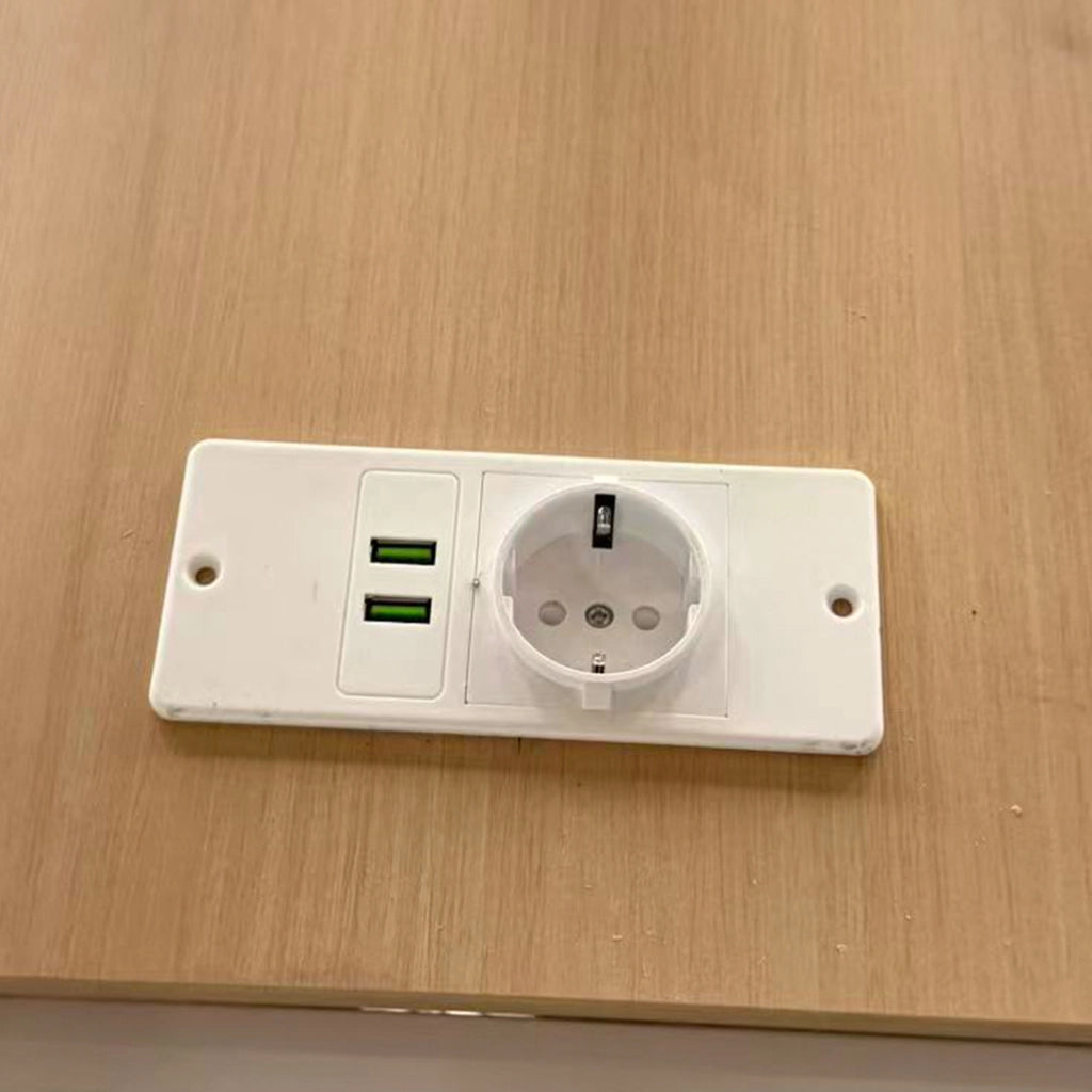 Letto a castello a 3 posti 90x200 cm con LED; scrivania; ripiano; USB e presa; bianco