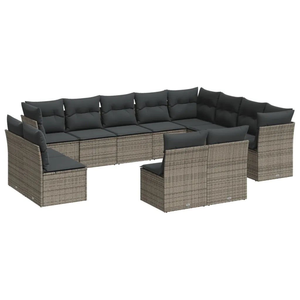 Set Divani da Giardino 12 pz con Cuscini Grigio in Polyrattan 3250309