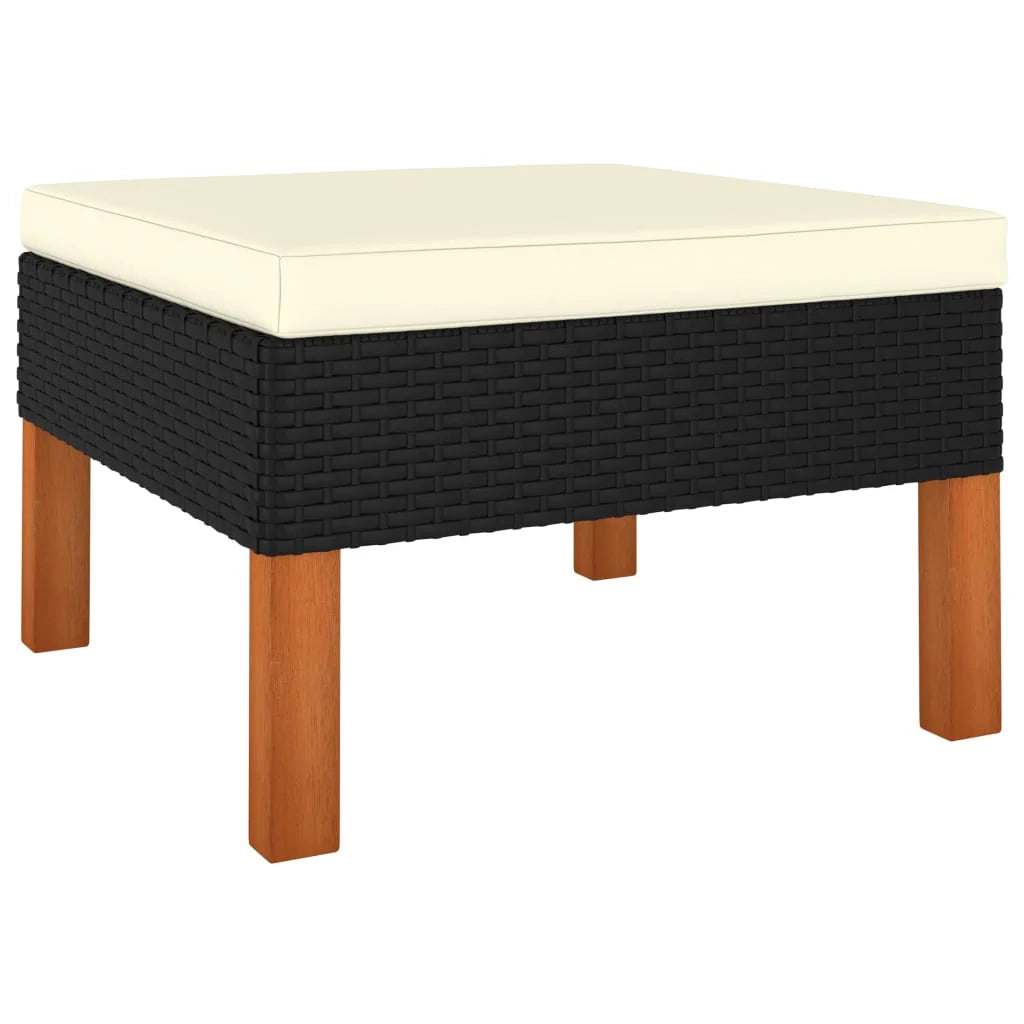 Set di mobili da giardino mobili da esterno 7 pezzi con cuscini resina intrecciata nera 02_0017317