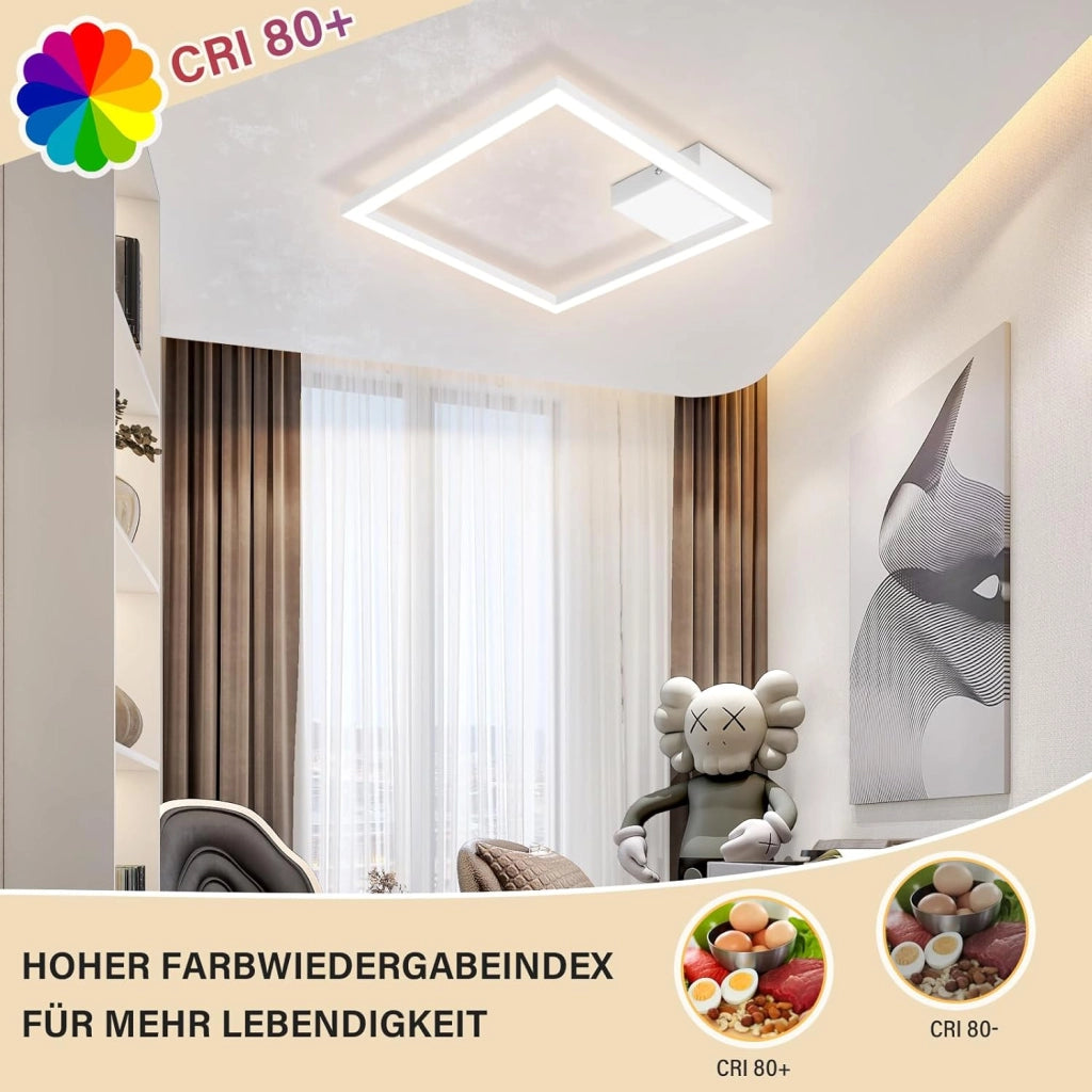 ZMH Lampada da soffitto plafoniera LED moderna quadrata bianca 3000K per soggiorno cucina