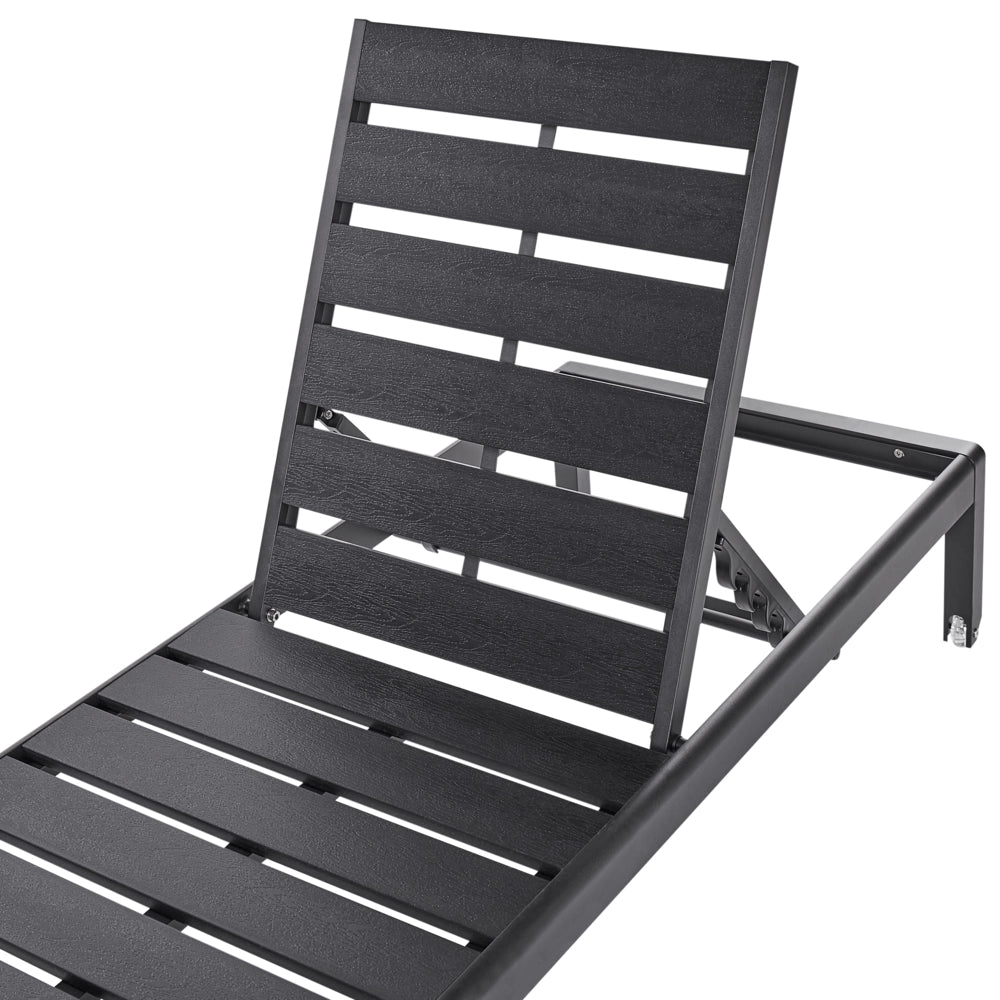 Lettino da esterno da giardino Struttura in alluminio nero Schienale reclinabile regolabile