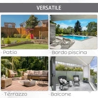 Ombrellone Doppio in Acciaio e Poliestere Anti-UV Impermeabile, 445x270x260cm, Beige